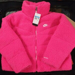 NWT Nike Therma-FIT Women High-Pile Pink Jacket Sherpa M